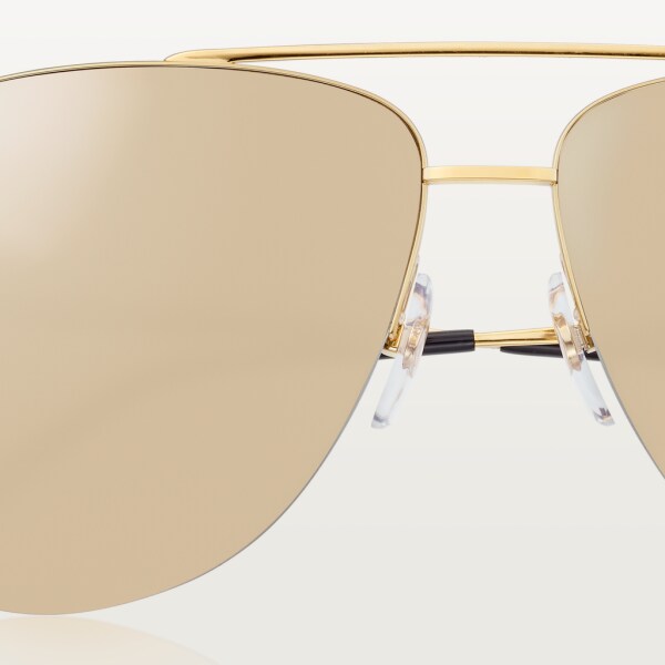 Gafas de sol Panthère de Cartier Metal acabado dorado liso, lentes efecto espejo dorado