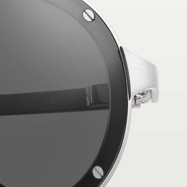 Gafas de sol Santos de Cartier Metal platino liso y cepillado, y lentes grises