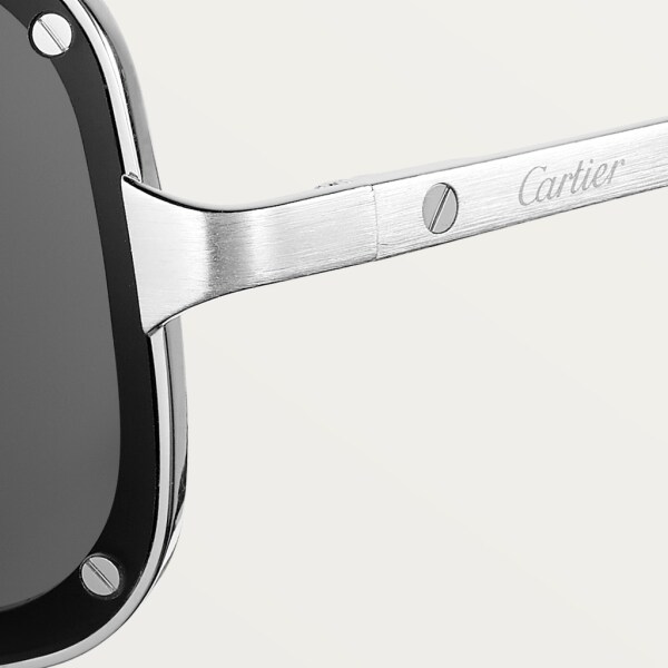 Santos de Cartier sunglasses Smooth and brushed platinum-finish metal, grey lenses