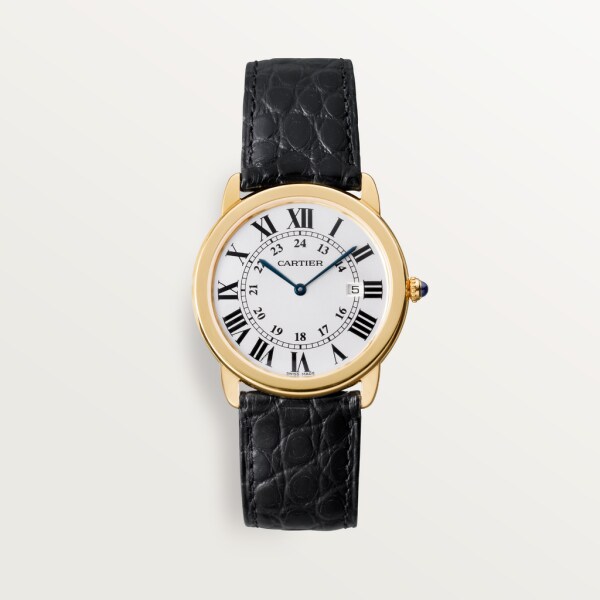 Ronde Solo de Cartier watch 36mm, quartz movement, yellow gold, steel, leather
