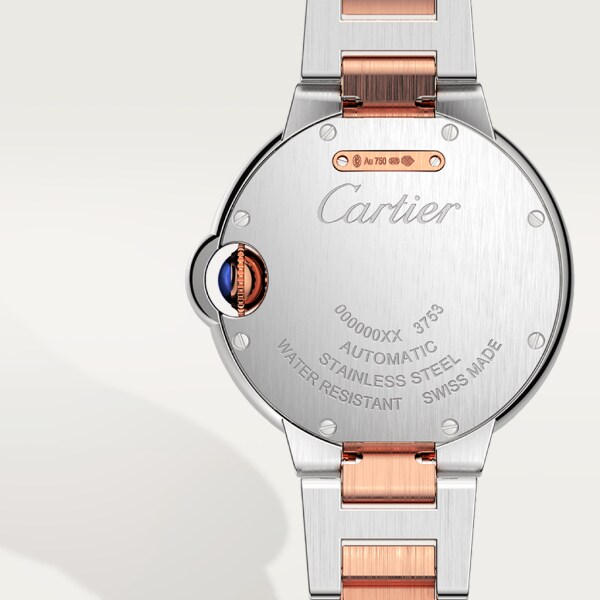 Reloj Ballon Bleu de Cartier 33 mm, movimiento automático, oro rosa, acero, diamantes