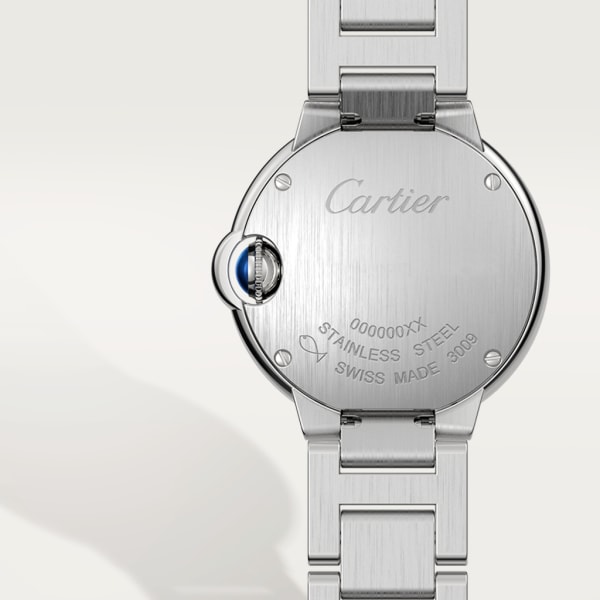 Montre Ballon Bleu de Cartier 28mm, mouvement quartz, acier, diamants