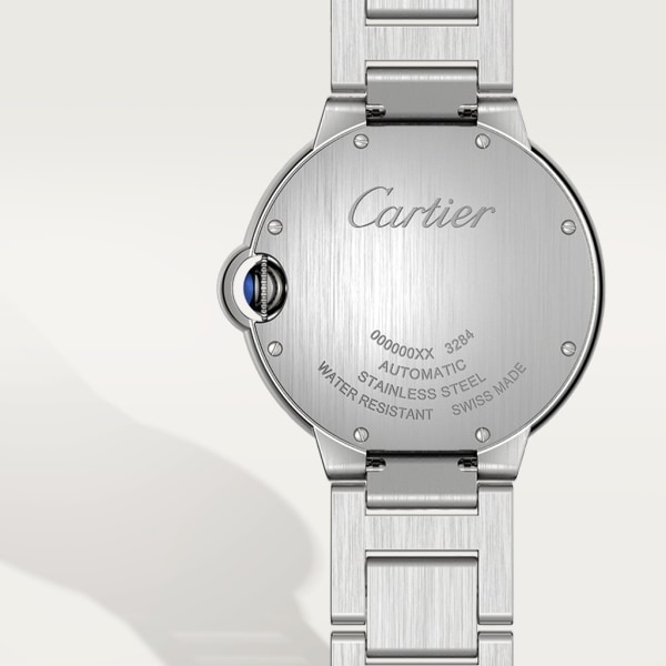 Montre Ballon Bleu de Cartier 36 mm, mouvement mécanique automatique, acier, diamants