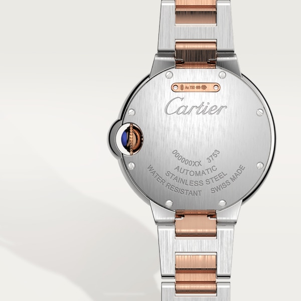 Ballon Bleu de Cartier 33 mm, mechanisches Uhrwerk mit Automatikaufzug, Roségold, Edelstahl