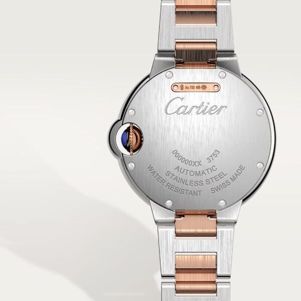 Reloj Ballon Bleu de Cartier 33 mm, movimiento automático, oro rosa, acero