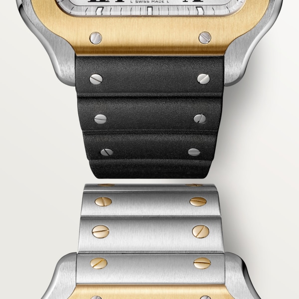 Montre Santos de Cartier Chronographe Modèle extra-large, mouvement automatique, or jaune, acier, bracelets métal et caoutchouc interchangeables