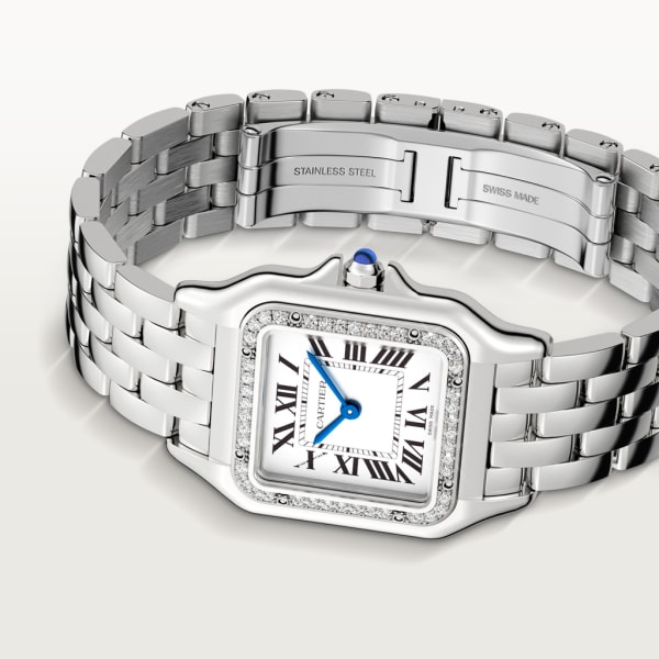 Reloj Panthère de Cartier Tamaño mediano, movimiento de cuarzo, acero, diamantes
