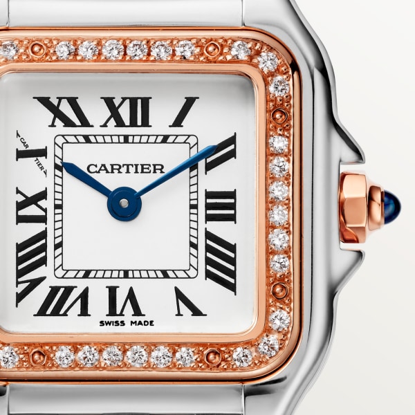 Panthère de Cartier Kleines Modell, Quarzwerk, Roségold, Stahl, Diamanten