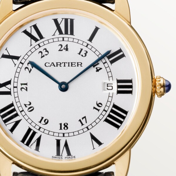 Reloj Ronde Solo de Cartier 36 mm, movimiento de cuarzo, oro amarillo, acero, piel