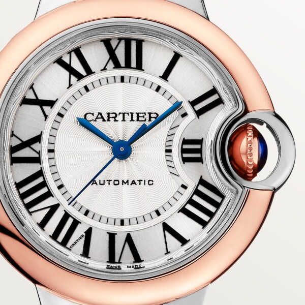 Reloj Ballon Bleu de Cartier 33 mm, movimiento automático, oro rosa, acero