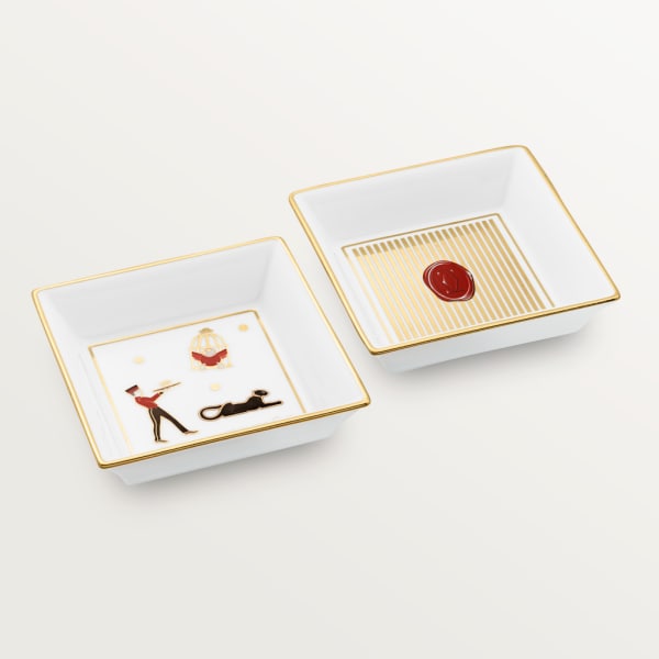 Panthère de Cartier Set aus zwei Schmuckschalen, kleines Modell Porzellan
