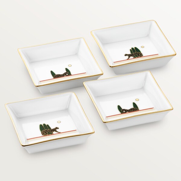 Set of four Panthère de Cartier trinket trays, small model Porcelain