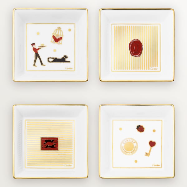 Set of four Diabolo de Cartier trinket trays, small model Porcelain