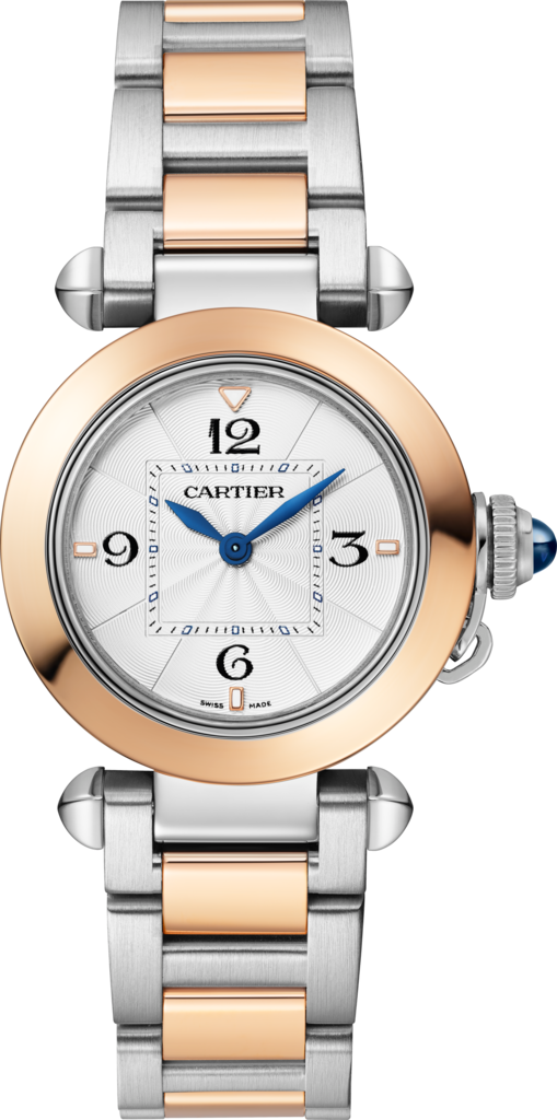 Pasha de Cartier watch30 mm, quartz movement, rose gold and steel, interchangeable metal and leather straps