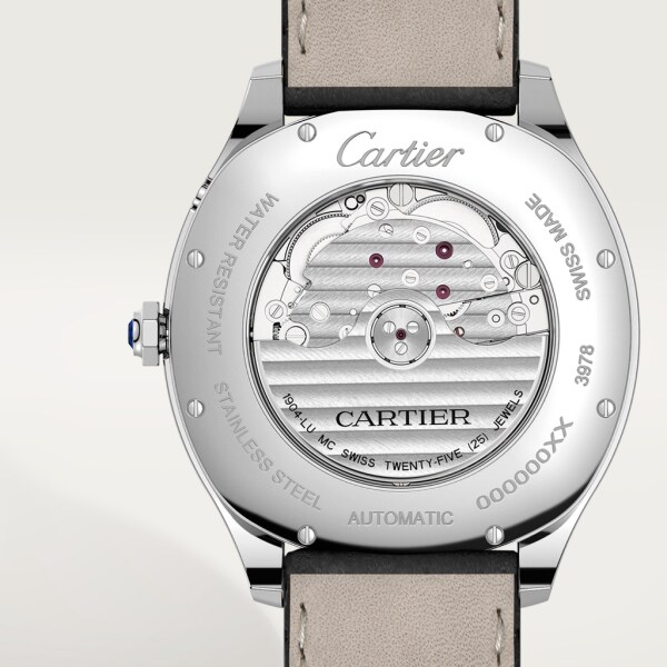 Reloj Drive de Cartier Fases Lunares Tamaño grande, movimiento automático, acero, piel