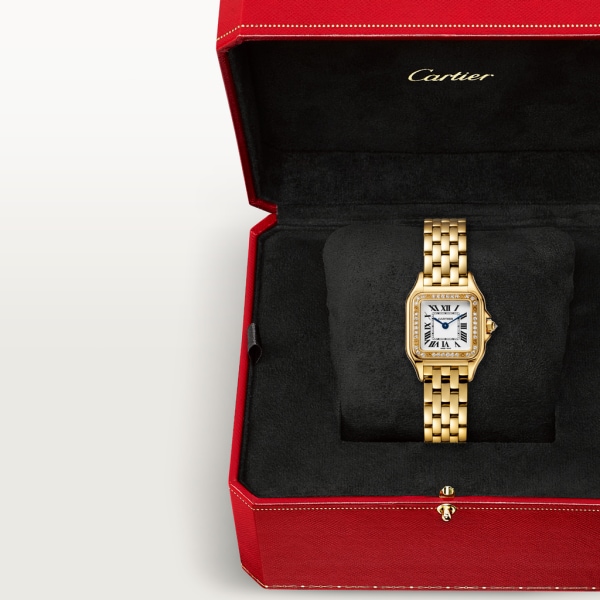 Reloj Panthère de Cartier Tamaño pequeño, movimiento de cuarzo, oro amarillo, diamantes