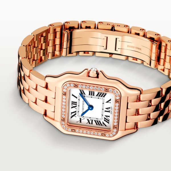 Reloj Panthère de Cartier Tamaño mediano, movimiento de cuarzo, oro rosa, diamantes