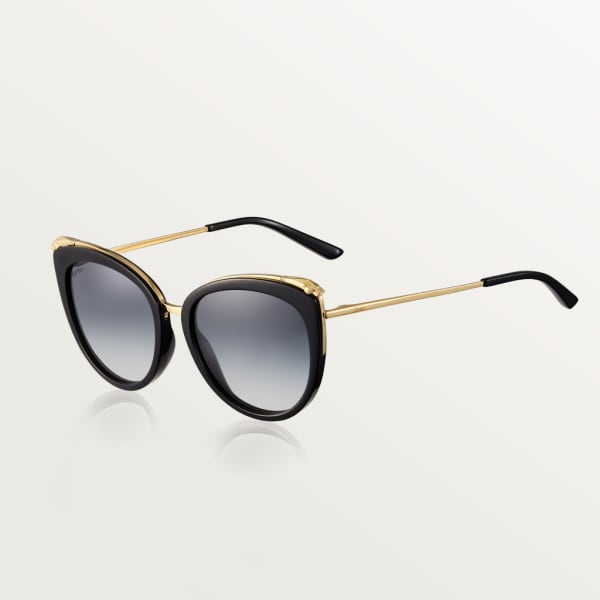 Panthère de Cartier sunglasses Combined black composite and champagne golden-finish metal, graduated grey lenses