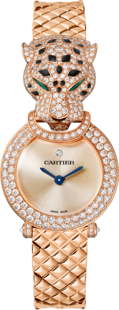 Reloj La Panthère de Cartier23,6 mm, movimiento de cuarzo, oro rosa, diamantes, brazalete de metal