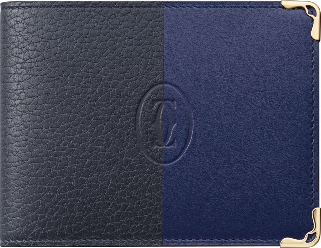 6-Credit Card Wallet, Must de CartierSmooth and grained storm blue lapis lazuli calfskin, golden finish