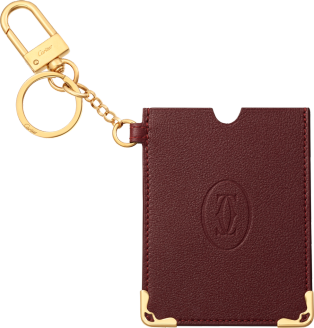 Must de Cartier key ring and card holder Burgundy calfskin, golden finish