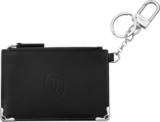 Must de Cartier key ring pouch Black calfskin, palladium 950/1000 finish