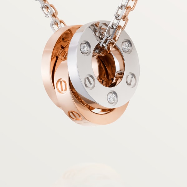 Love Anhänger mit sechs Diamanten Roségold, Weißgold, Diamanten