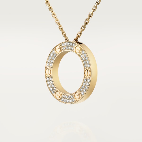 Love necklace, diamond-paved Yellow gold, diamonds