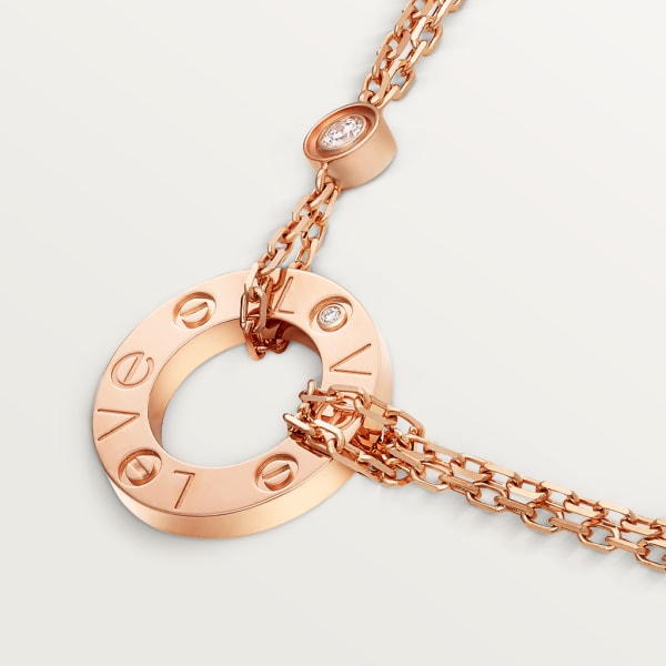 Love Anhänger mit zwei Diamanten Roségold, Diamanten