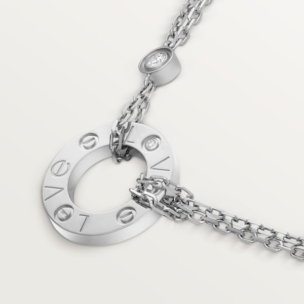 Pendentif Love, 2 diamants Or gris, diamants