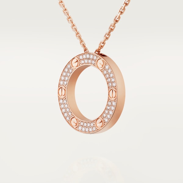 Love necklace, paved Rose gold, diamonds