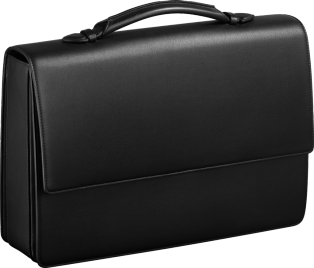 Briefcase, Must de Cartier Black calfskin, palladium finish