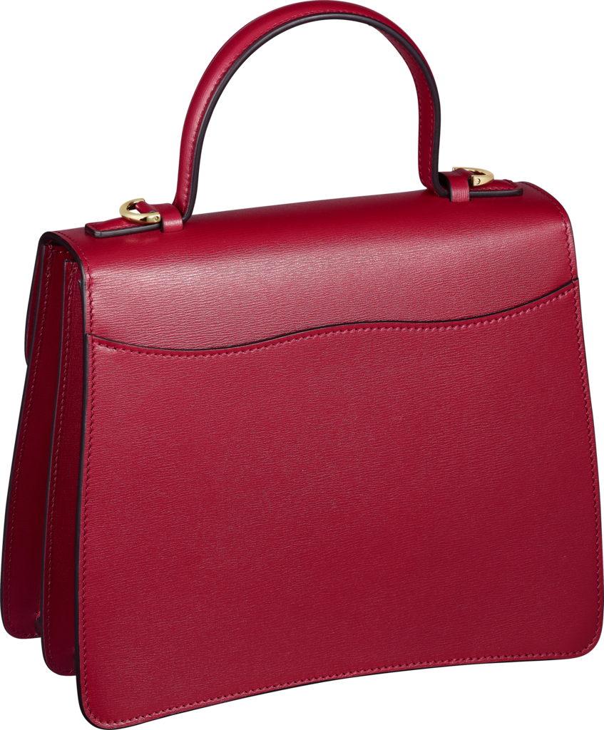 Top handle bag small model, Panthère de CartierCherry red calfskin, golden finish