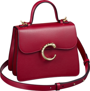 Panthère de Cartier mini top handle Cherry red calfskin, golden finish