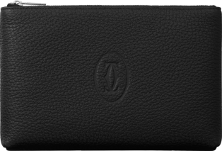 Pouch small model, Must de Cartier Black calfskin, palladium finish