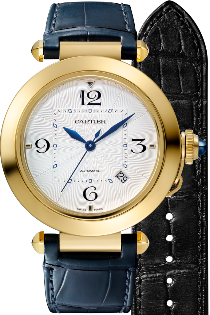 Reloj Pasha de Cartier41 mm, movimiento automático, oro amarillo, dos correas de piel intercambiables