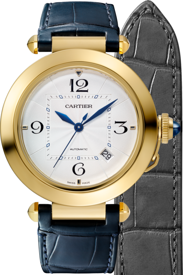 Reloj Pasha de Cartier 41 mm, movimiento automático, oro amarillo, dos correas de piel intercambiables