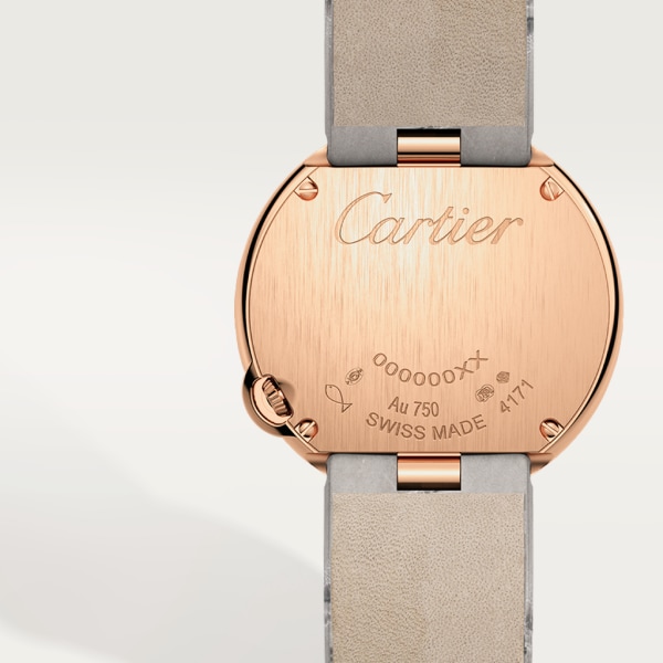 Reloj Ballon Blanc de Cartier 30 mm, movimiento de cuarzo, oro rosa, diamante, piel