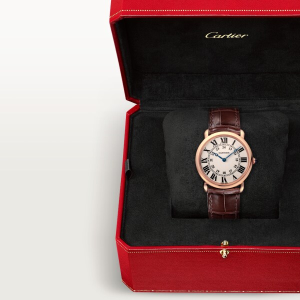 Reloj Ronde Louis Cartier 36 mm, movimiento mecánico de cuerda manual, oro rosa, piel
