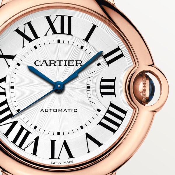 Ballon Bleu de Cartier watch 36 mm, mechanical movement with automatic winding, rose gold