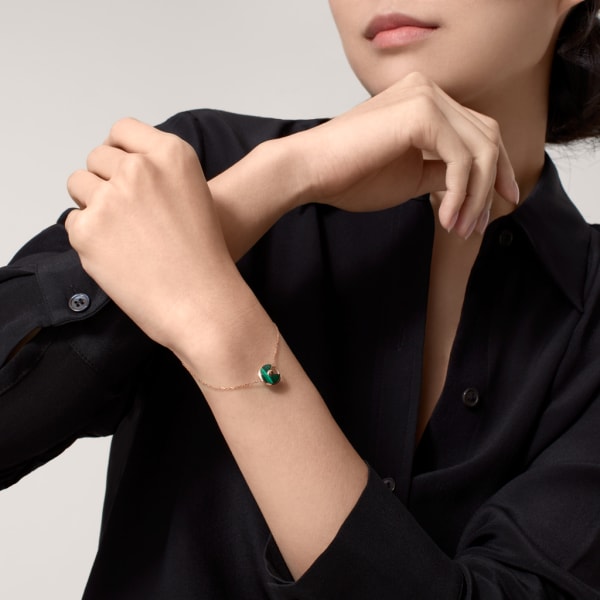 Bracelet Amulette de Cartier XS Or rose, malachite, diamant