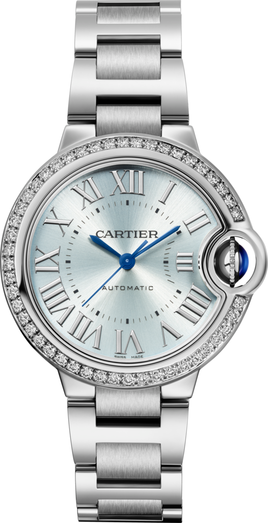 Ballon Bleu de Cartier watch33 mm, automatic movement, steel, diamonds