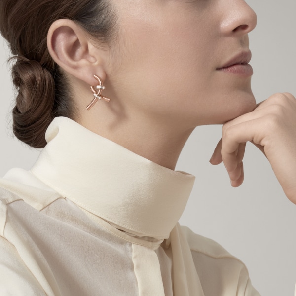Écrou de Cartier left earring Rose gold, diamonds