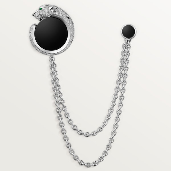 Bijou de poche Panthère de Cartier Or gris rhodié, diamants, émeraudes, onyx