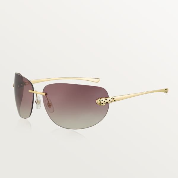 Gafas de sol Panthère de Cartier Metal acabado dorado liso, lentes degradadas violetas
