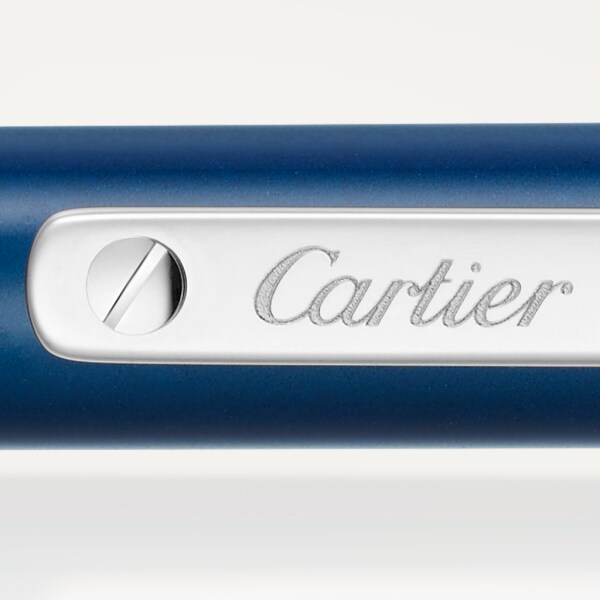 Santos de Cartier ballpoint pen Small model, blued-steel lacquer, palladium finish