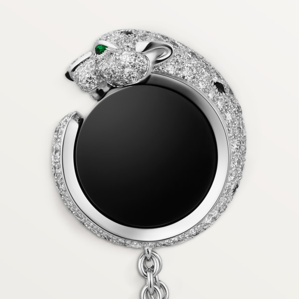 Bijou de poche Panthère de Cartier Or gris rhodié, diamants, émeraudes, onyx