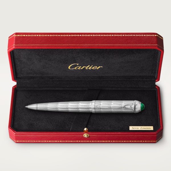 R de Cartier pen Limited edition, engraved metal, palladium-finish, malachite