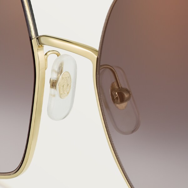 Gafas de sol Panthère de Cartier Metal acabado dorado liso, lentes grises con flash dorado