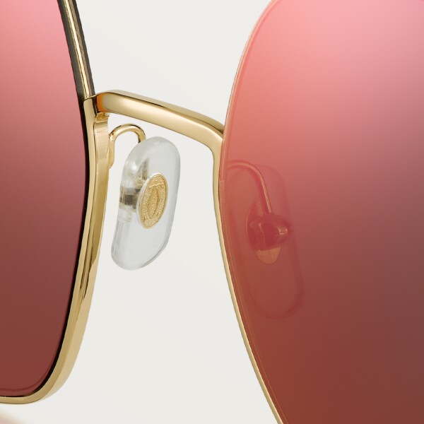 Gafas de sol Panthère de Cartier Metal acabado dorado liso, lentes marrones con flash amarantina